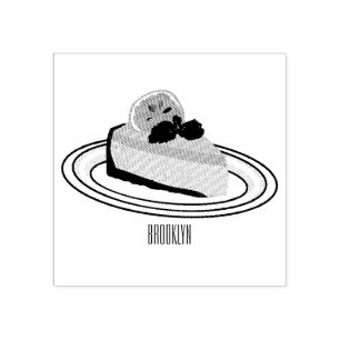 Lemon cheesecake cartoon illustration rubber stamp