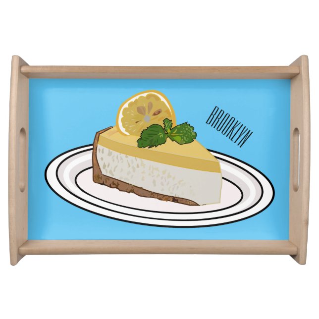 Lemon cheesecake cartoon illustration  serving tray (Front)