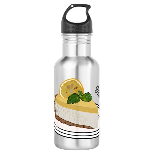 Lemon cheesecake cartoon illustration  stainless steel water bottle
