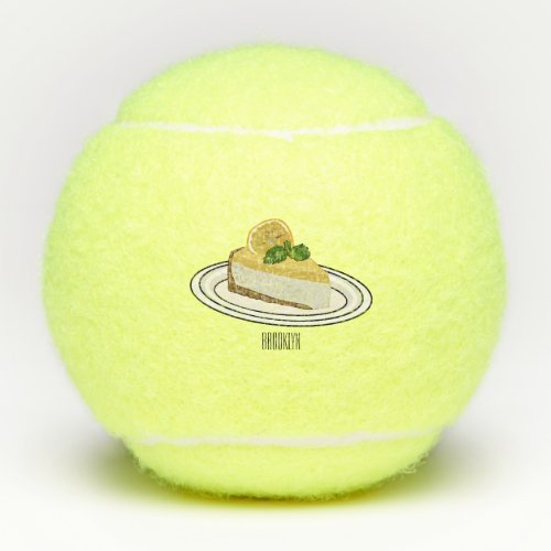 Lemon cheesecake cartoon illustration  tennis balls