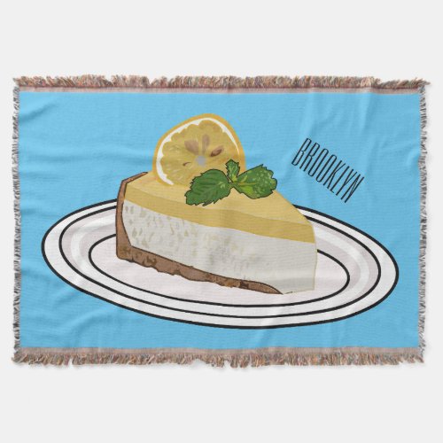 Lemon cheesecake cartoon illustration  throw blanket