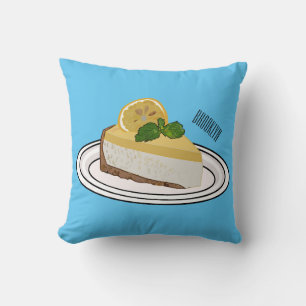 Lemon cheesecake cartoon illustration  throw pillow