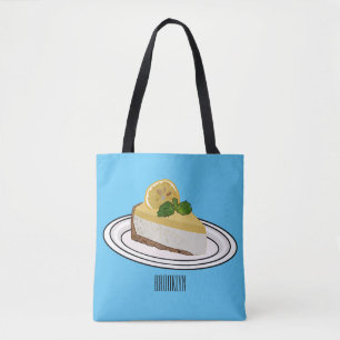 Lemon cheesecake cartoon illustration  tote bag
