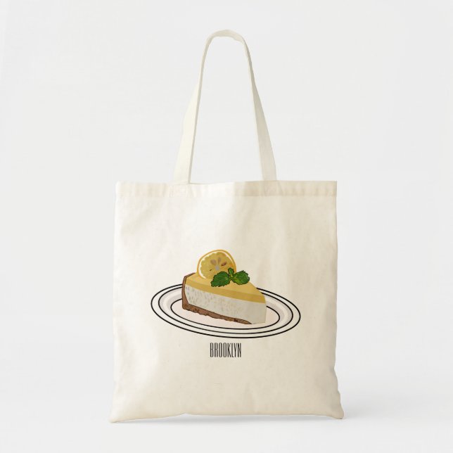 Lemon cheesecake cartoon illustration  tote bag (Front)
