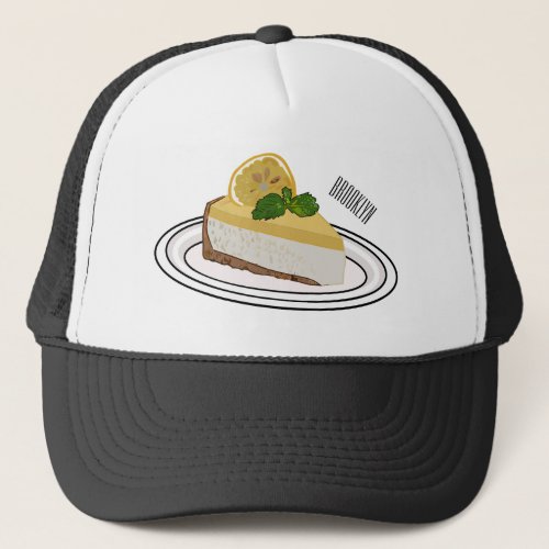 Lemon cheesecake cartoon illustration  trucker hat