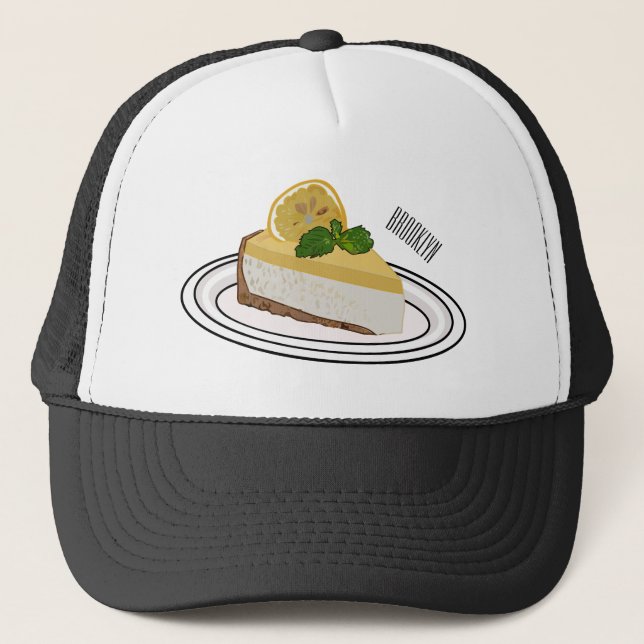 Lemon cheesecake cartoon illustration  trucker hat (Front)