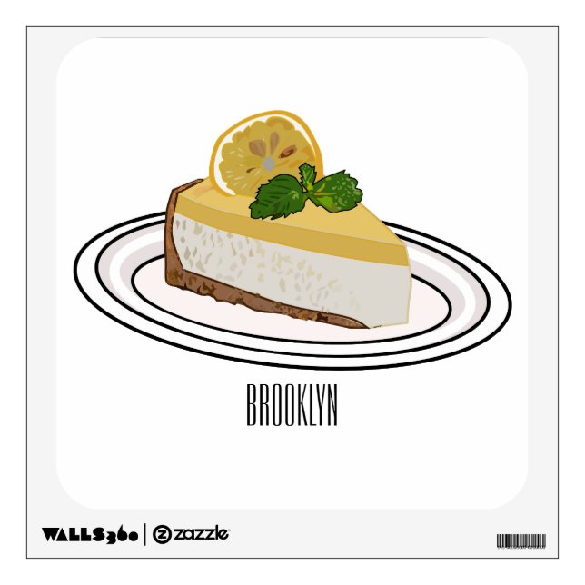 Lemon cheesecake cartoon illustration  wall decal (Front)