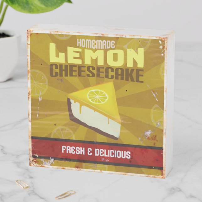 Lemon Cheesecake Wooden Box Sign (In Situ Horizontal)