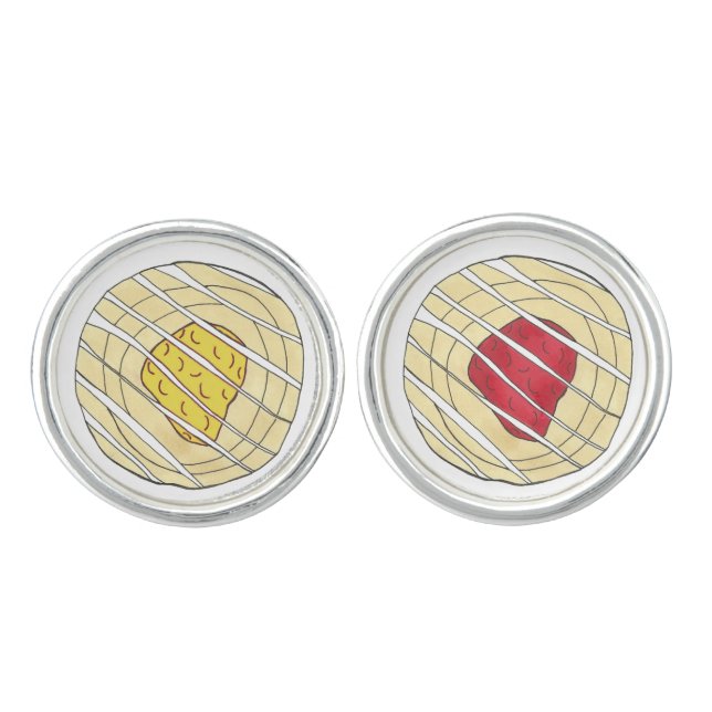 Lemon Cherry Danishes Breakfast Sweet Pastry Cufflinks (Front)