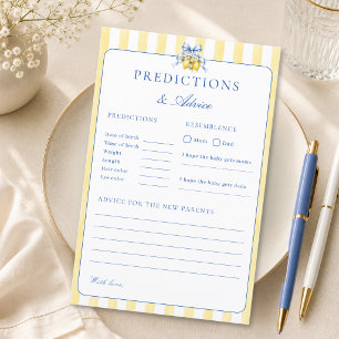 Lemon Chic Baby Shower Predictions and advice Card
