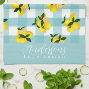 Lemon Chic Blue Gingham Kitchen Towel