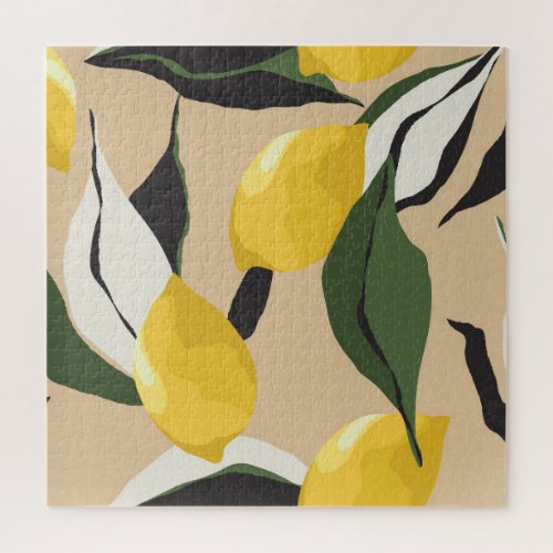Lemon Chic Contemporary Seamless Design Jigsaw Puzzle