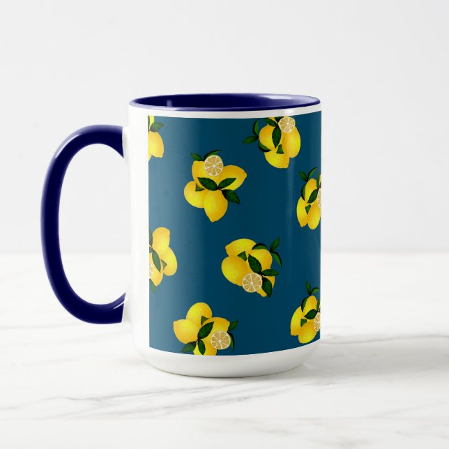 Lemon Chic Dark Blue Design Mug (Left)