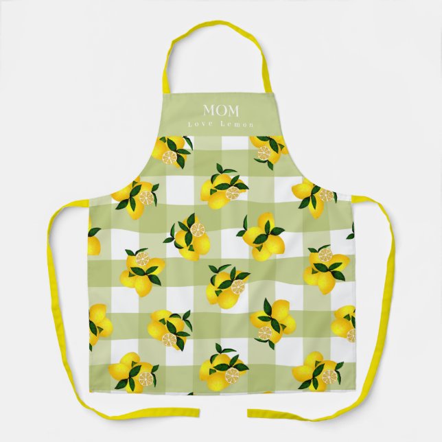 Lemon Chic Green Gingham Apron (Front)