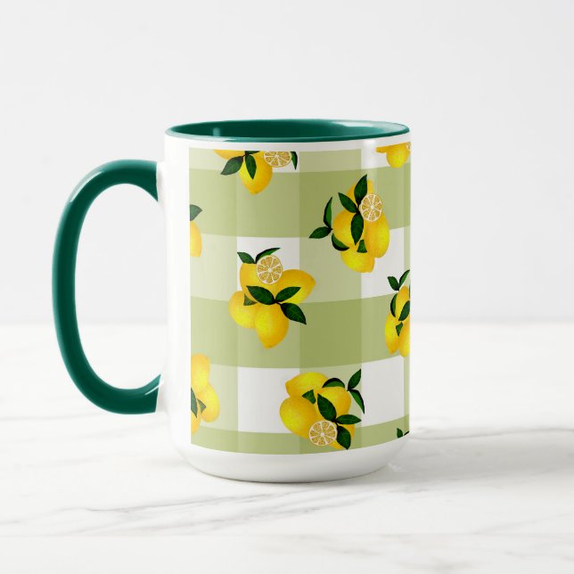 Lemon Chic Green Gingham Mug (Left)