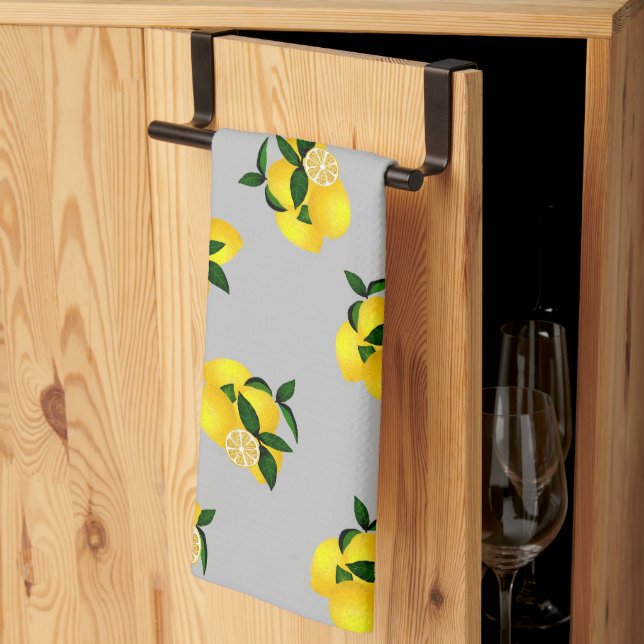 Lemon Chic Grey Kitchen Towel (Thirds Fold)
