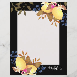 Lemon Chic Monogram Black Paper Sheet