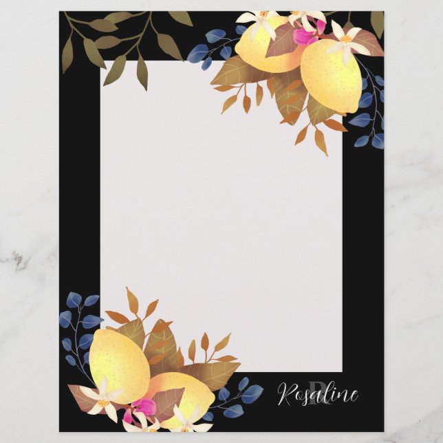 Lemon Chic Monogram Black Paper Sheet (Front)