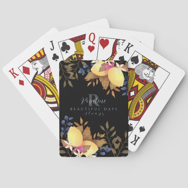Lemon Chic Monogram Black Poker Cards (Back)