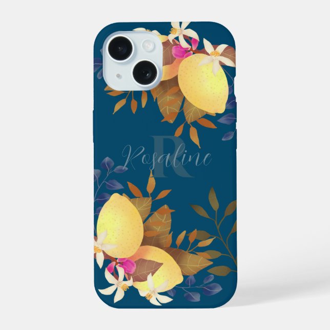 Lemon Chic Monogram Turquoise Iphone Case (Back)