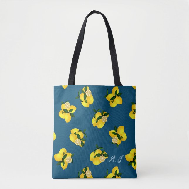 Lemon Chic Turquoise Tote Bag (Front)