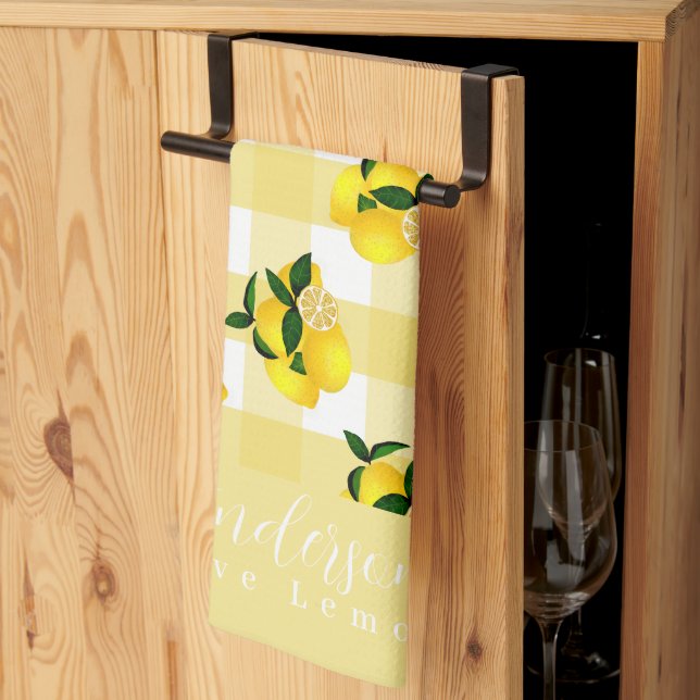 Lemon Chic Yellow Gingham Kitchen Towel (Thirds Fold)