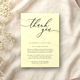 Lemon Chiffon Calligraphy Custom Photo Thank You Enclosure Card