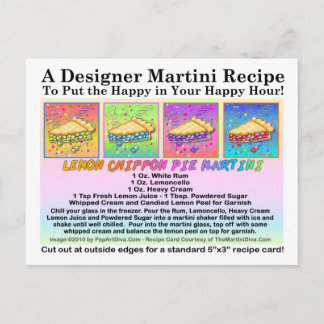Lemon Chiffon Pie Martini Recipe Card Postcard