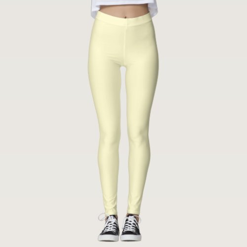 Lemon Chiffon Solid Color Leggings