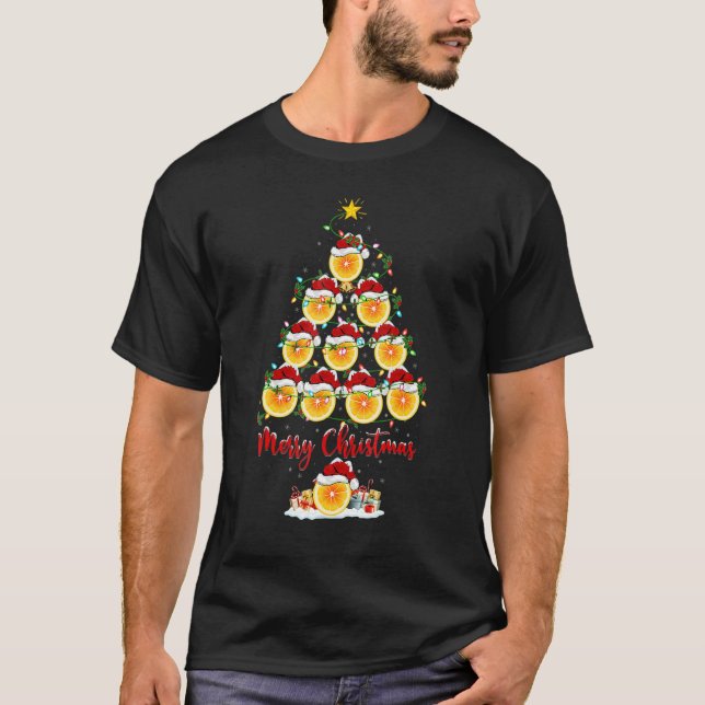 Lemon Christmas Tree Lights Santa Lemon Fruit Xmas T-Shirt (Front)