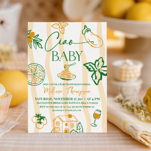 Lemon Ciao Baby Pasta & Pizza Italian Baby Shower Invitation