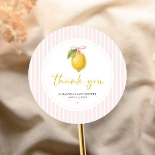 Lemon Ciao Baby Shower Classic Round Sticker