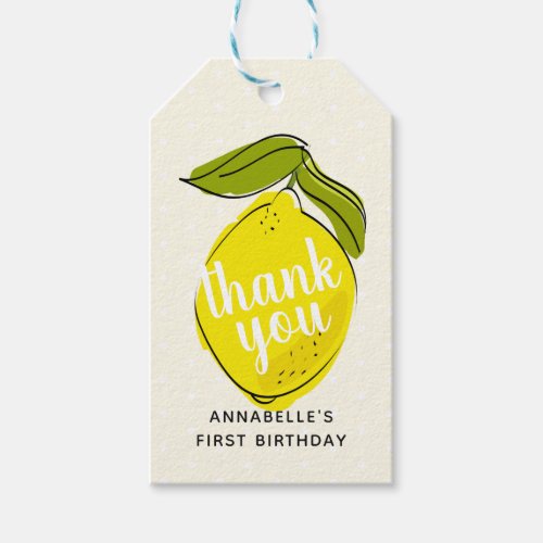 Lemon Citrus1st Birthday Yellow Thank You Gift Tag