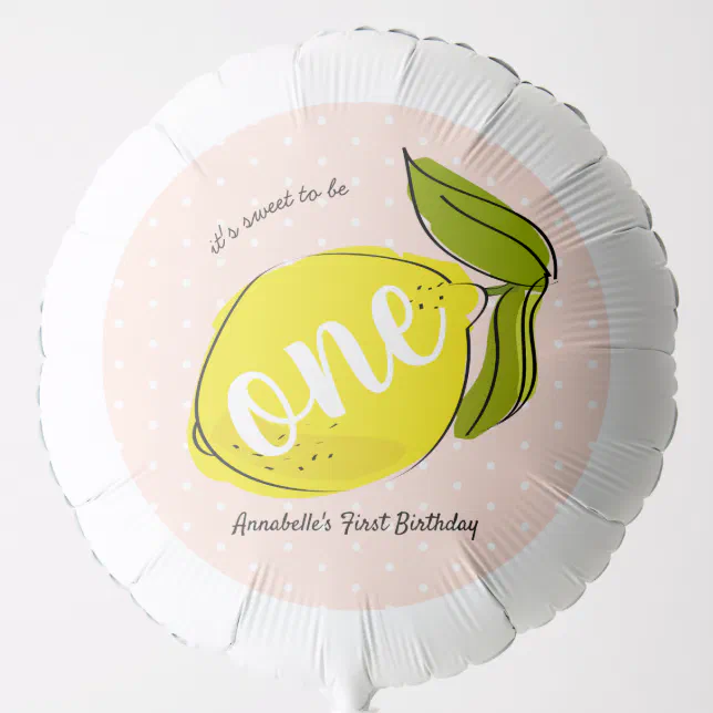 Lemon Citrus 1st Birthday Blush Pink Balloon | Zazzle