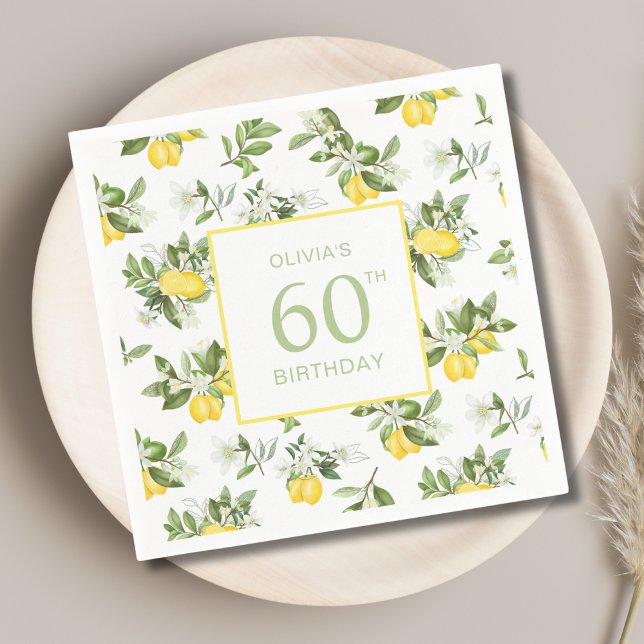 Lemon Citrus 60th Birthday Napkins (Creator Uploaded)