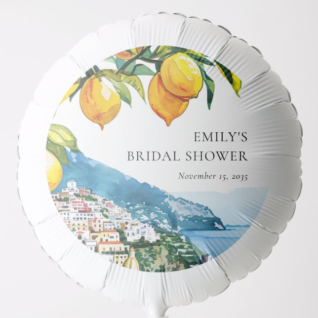 Lemon Citrus Amalfi Coast Bridal Shower Balloon (Front)