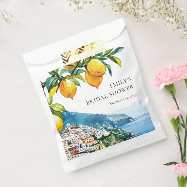 Lemon Citrus Amalfi Coast Bridal Shower Favor Bag (Sealed)