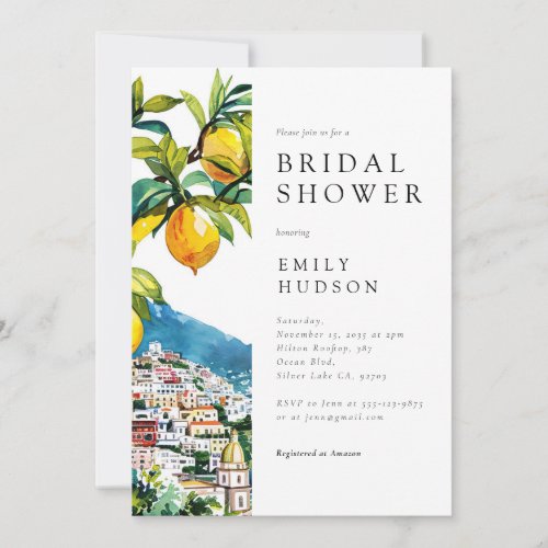 Lemon Citrus Amalfi Coast Bridal Shower Invitation
