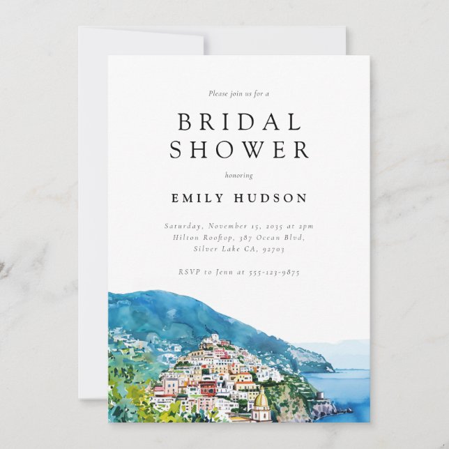 Lemon Citrus Amalfi Coast Bridal Shower Invitation (Front)