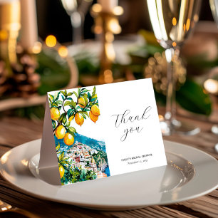 Lemon Citrus Amalfi Coast Bridal Shower Letterpress Thank You Card