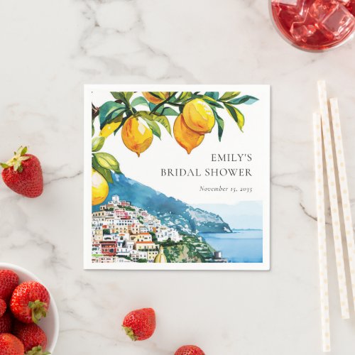 Lemon Citrus Amalfi Coast Bridal Shower Napkins