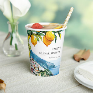 Lemon Citrus Amalfi Coast Bridal Shower Paper Cups