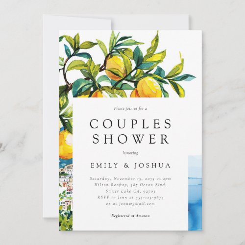 Lemon Citrus Amalfi Coast Couples Shower Invitation