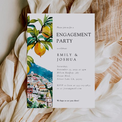 Lemon Citrus Amalfi Coast Engagement Party Invitation