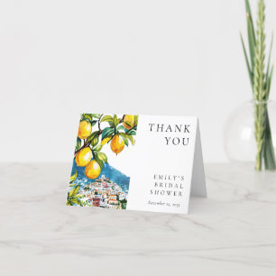 Lemon Citrus Amalfi Coast Italian Bridal Shower Letterpress Thank You Card