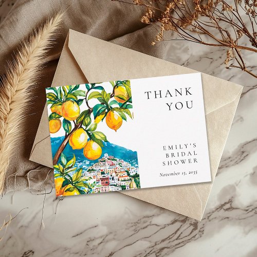 Lemon Citrus Amalfi Coast Italian Bridal Shower Thank You Card