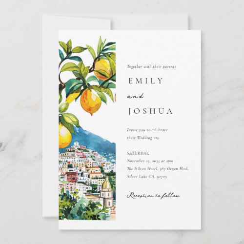 Lemon Citrus Amalfi Coast Italian Wedding Invitation