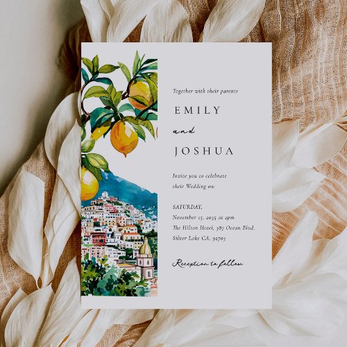 Lemon Citrus Amalfi Coast Italian Wedding Invitation