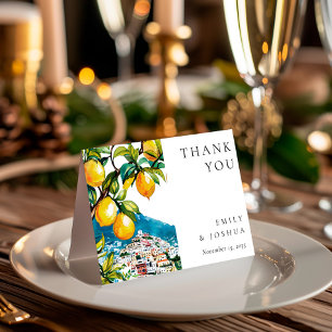 Lemon Citrus Amalfi Coast Italian Wedding Letterpress Thank You Card