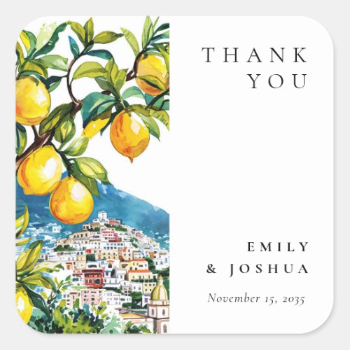 Lemon Citrus Amalfi Coast Italian Wedding Square Sticker